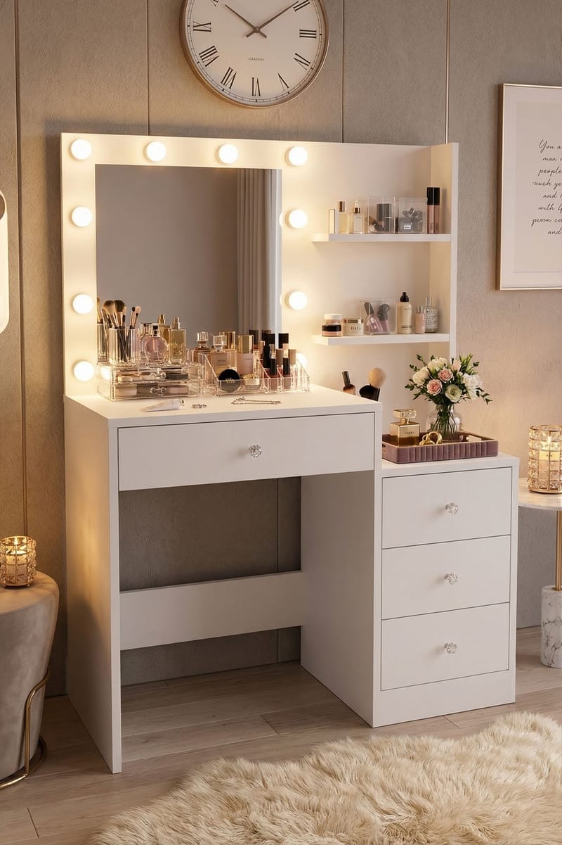 Uvero Sminkbord 69,4x135x40 cm - Vit - Möbler - Bord - Sminkbord