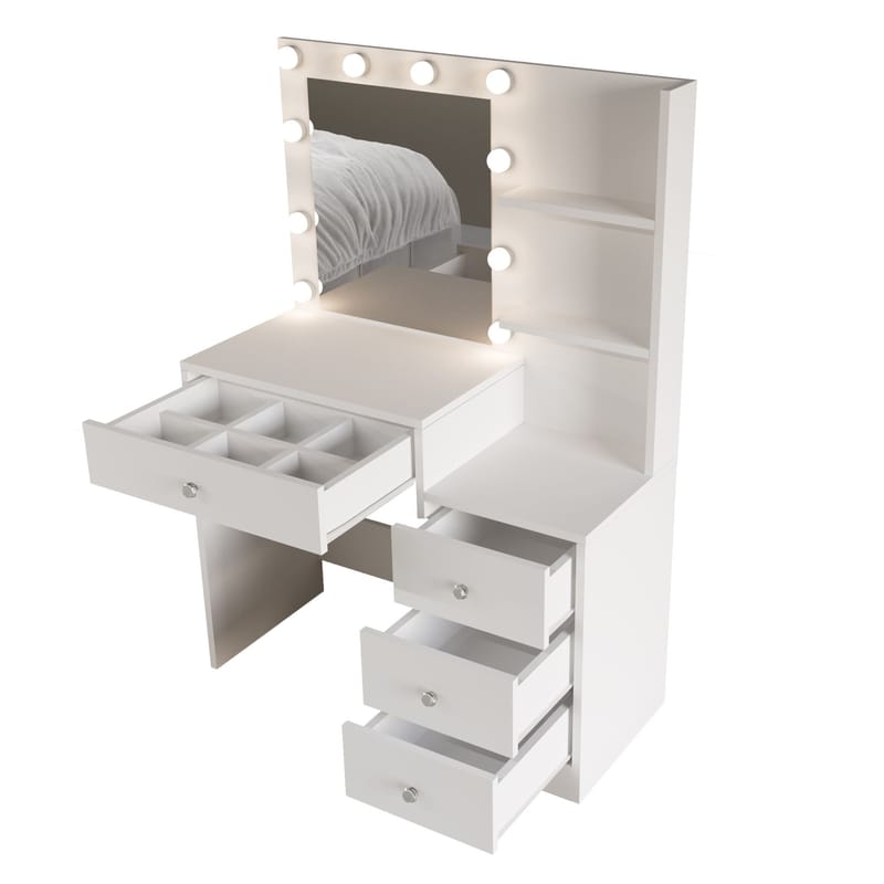 Uvero Sminkbord 69,4x135x40 cm - Vit - Möbler - Bord - Sminkbord