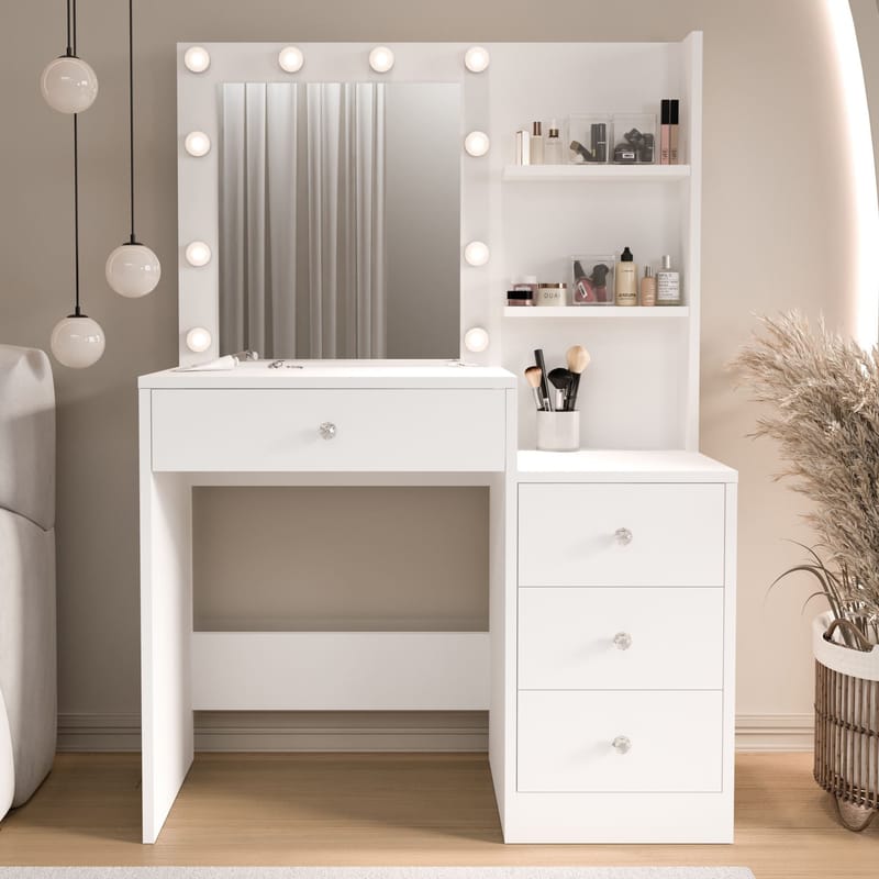 Uvero Sminkbord 69,4x135x40 cm - Vit - Möbler - Bord - Sminkbord