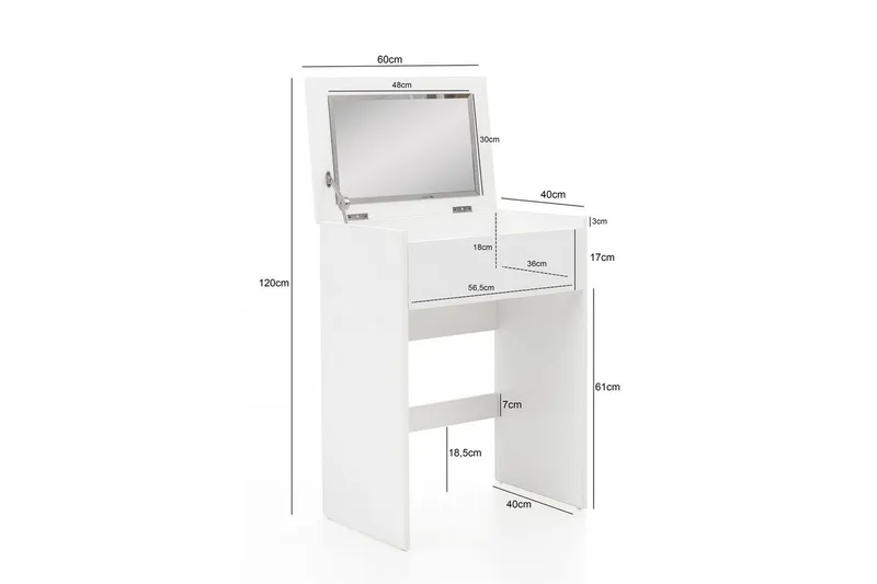 Sminkbord Wohnling Förvaringsutrymme för Osmetic White med spegelpall klassiskt modern - Möbler - Bord
