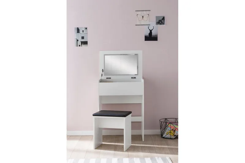 Sminkbord Wohnling Förvaringsutrymme för Osmetic White med spegelpall klassiskt modern - Möbler - Bord