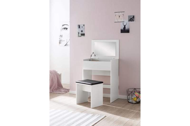 Sminkbord Wohnling Förvaringsutrymme för Osmetic White med spegelpall klassiskt modern - Möbler - Bord