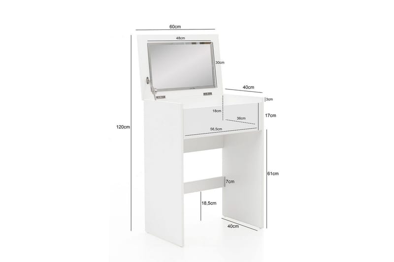 Sminkbord Wohnling Förvaringsutrymme för Osmetic White med spegelpall klassiskt modern - Möbler - Bord