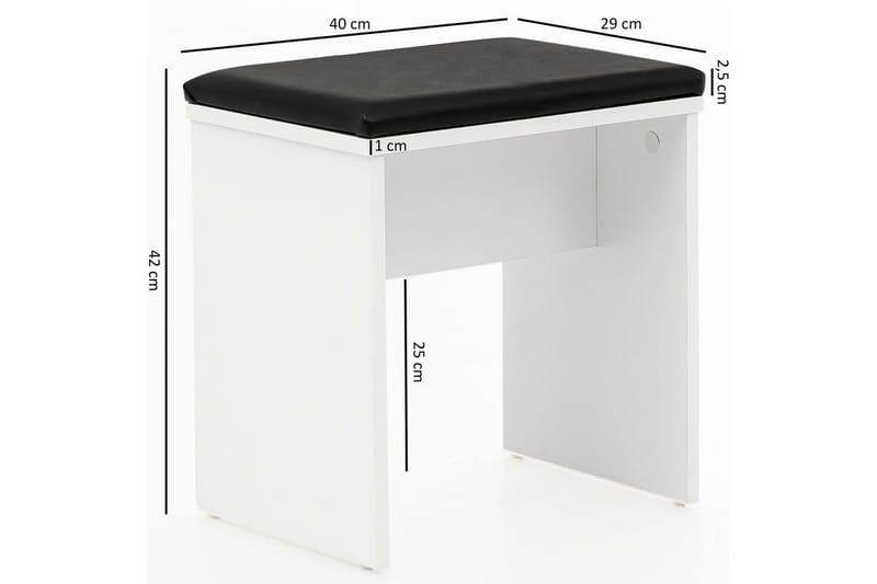 Sminkbord Wohnling Förvaringsutrymme för Osmetic White med spegelpall klassiskt modern - Möbler - Bord