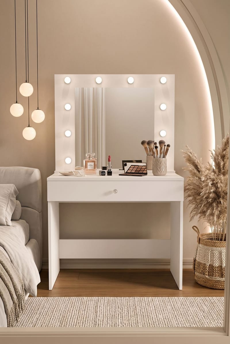 Yoren Sminkbord 80x147x42,5 cm - Vit - Möbler - Bord - Sminkbord