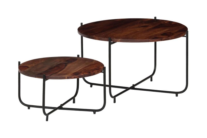 Soffbord 2 delar massivt sheshamträ 60x35 cm - Brun - Möbler - Bord