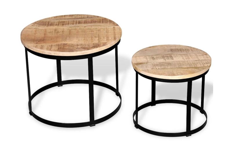 Soffbord 2 st mangoträ rund 40 cm/50 cm - Svart - Möbler - Bord