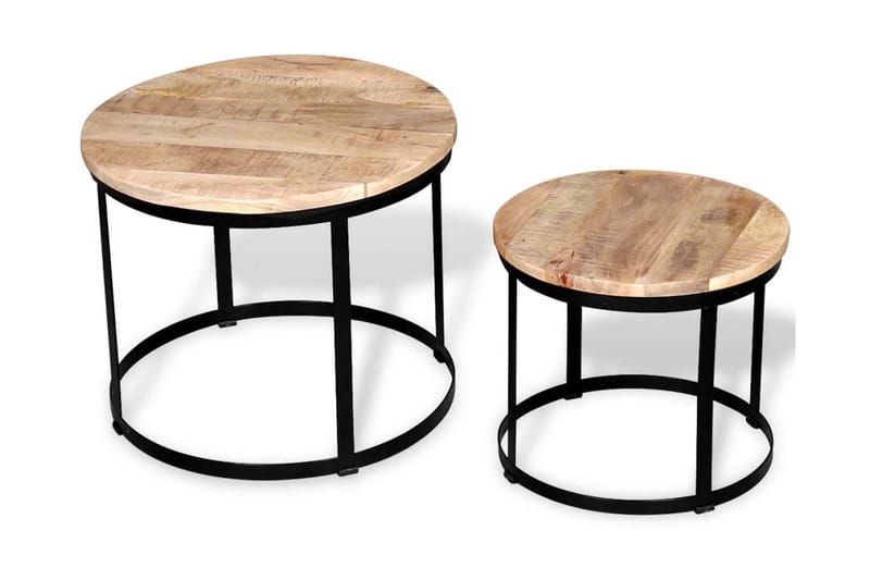 Soffbord 2 st mangoträ rund 40 cm/50 cm - Svart - Möbler - Bord