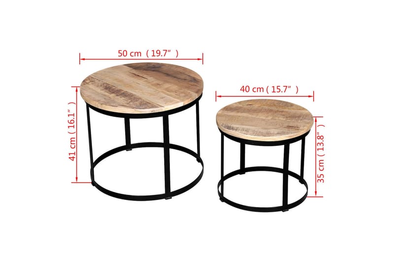 Soffbord 2 st mangoträ rund 40 cm/50 cm - Svart - Möbler - Bord