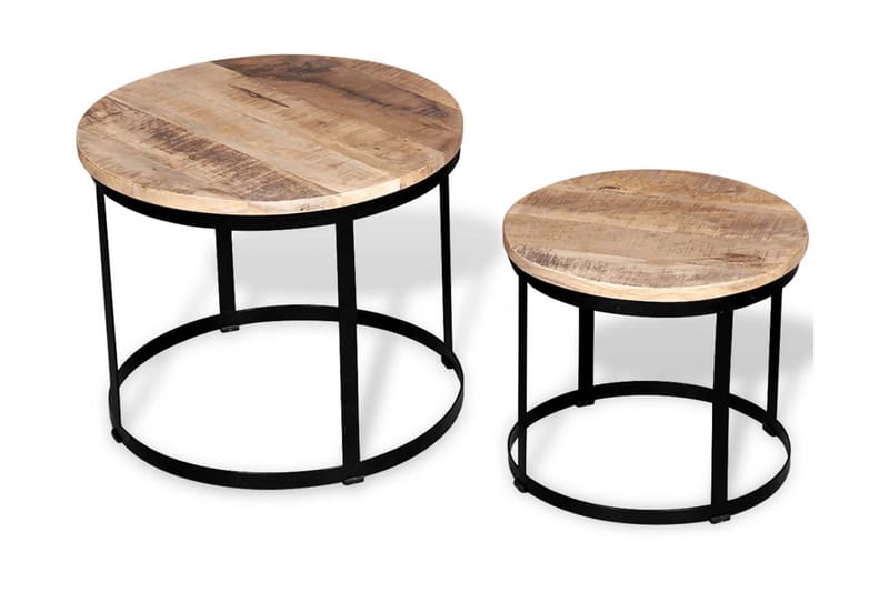 Soffbord 2 st mangoträ rund 40 cm/50 cm - Svart - Möbler - Bord