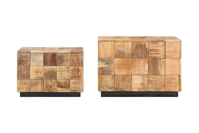 Soffbord 2 st med klossdesign grovt mangoträ - Brun - Möbler - Bord