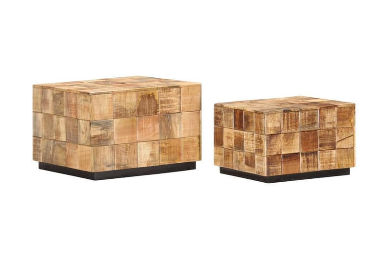 Soffbord 2 st med klossdesign grovt mangoträ - Brun - Möbler - Bord