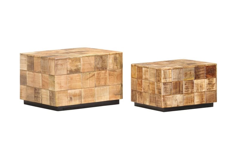 Soffbord 2 st med klossdesign grovt mangoträ - Brun - Möbler - Bord