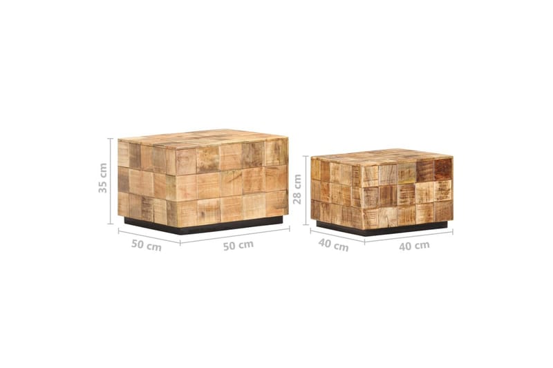 Soffbord 2 st med klossdesign grovt mangoträ - Brun - Möbler - Bord