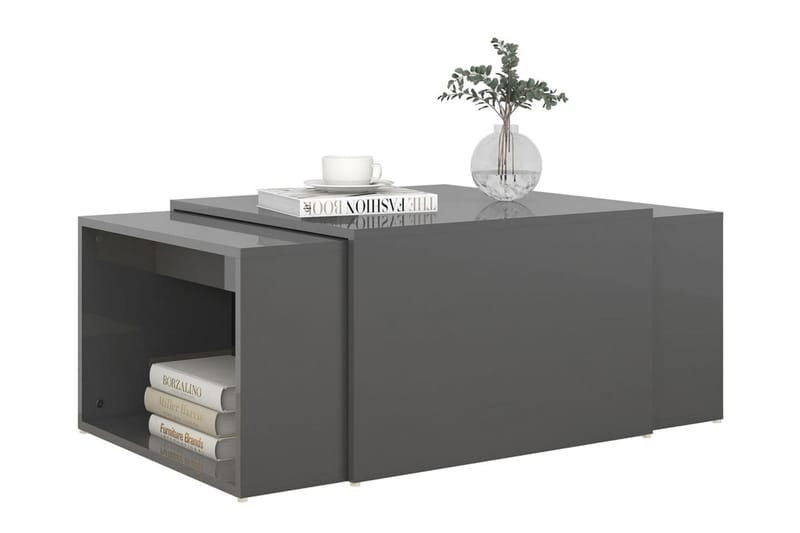 Soffbord 3 delar grå högglans 60x60x30 cm - Grå - Bord - Soffbord