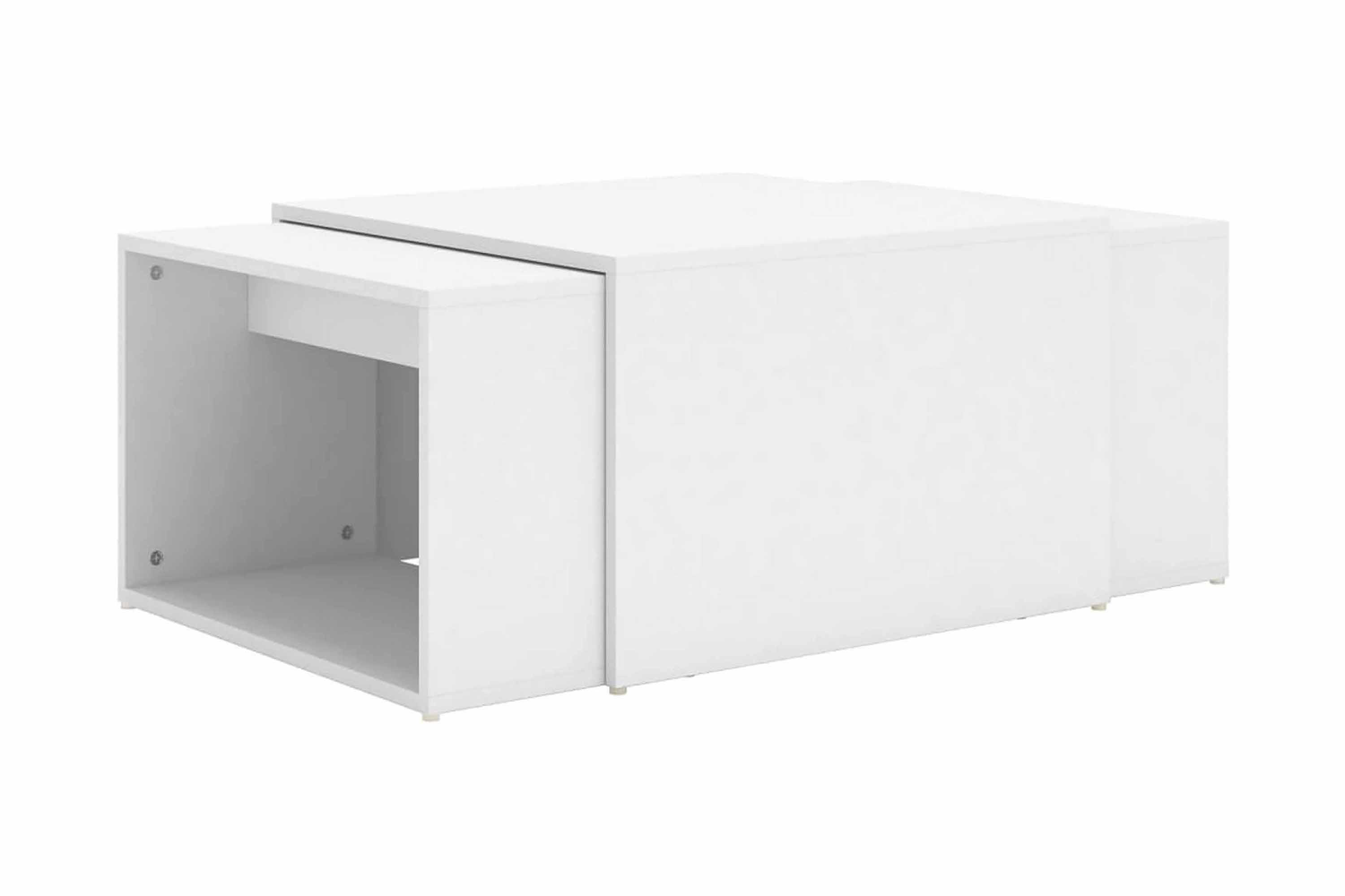 Soffbord 3 delar vit 60x60x30 cm spånskiva – Vit