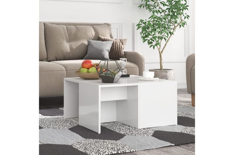 Soffbord 4 st vit högglans 33x33x33 cm spånskiva - Vit - Möbler - Bord