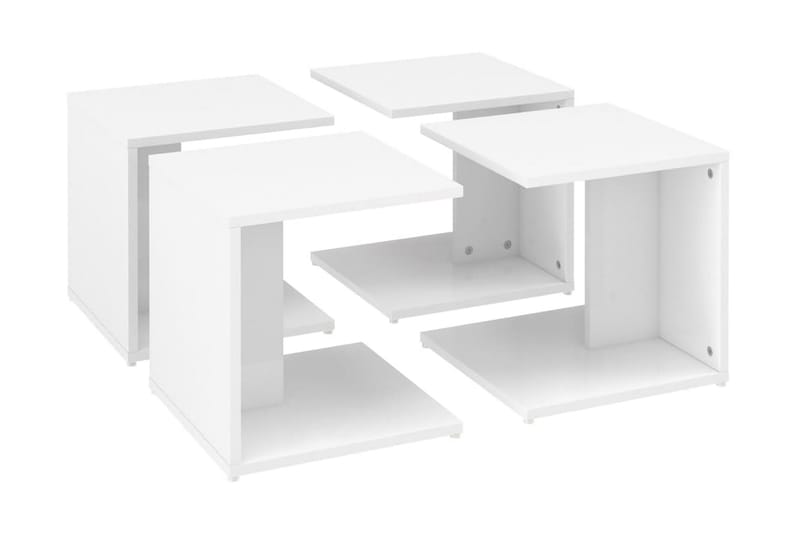 Soffbord 4 st vit högglans 33x33x33 cm spånskiva - Vit - Möbler - Bord
