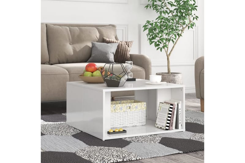 Soffbord 4 st vit högglans 33x33x33 cm spånskiva - Vit - Möbler - Bord