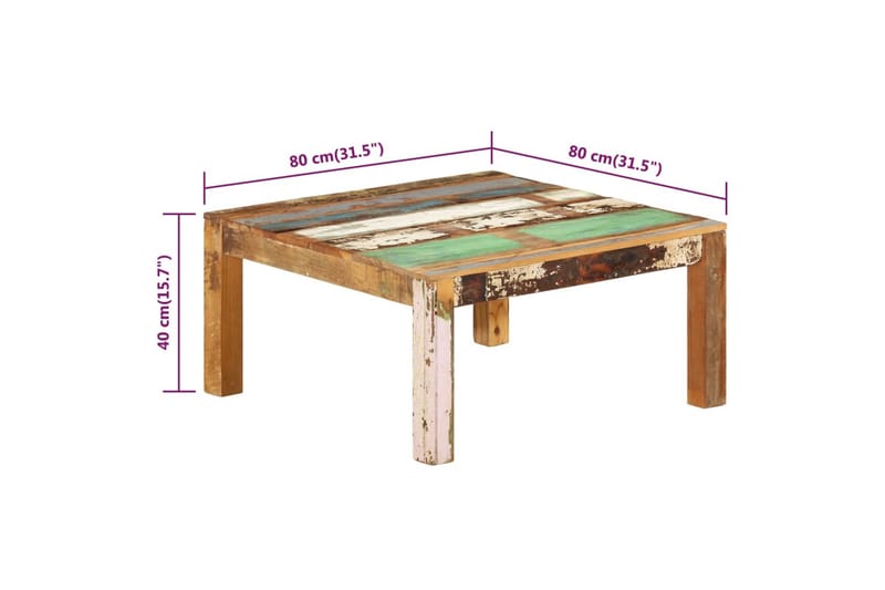 Soffbord 80x80x40 cm massivt återvunnet trä - Brun - Möbler - Bord
