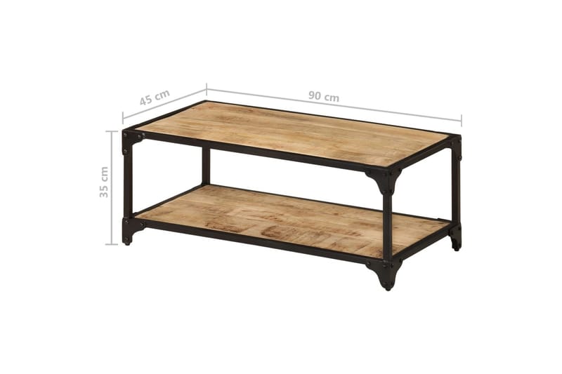 Soffbord 90x45x35 cm massivt grovt mangoträ - Brun - Soffbord - Bord