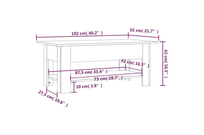 Soffbord betonggrå 102x55x42 cm spånskiva - Grå - Möbler - Bord