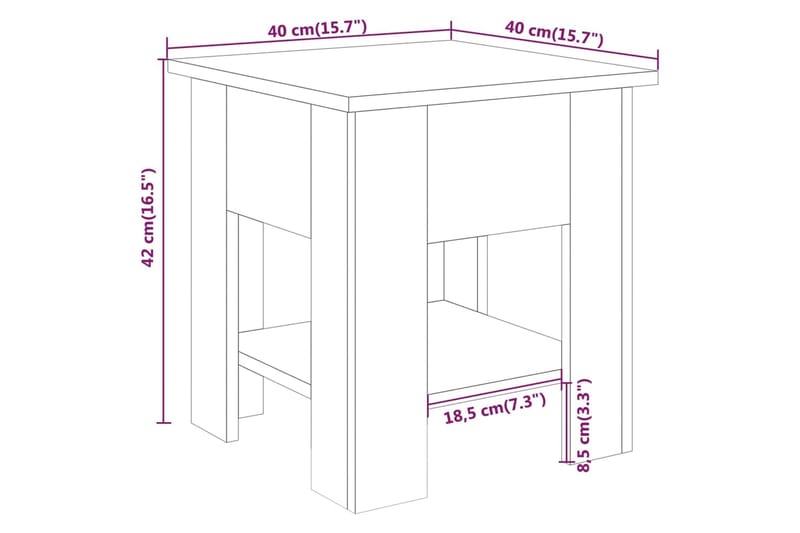 Soffbord betonggrå 40x40x42 cm konstruerat trä - Grå - Soffbord - Bord