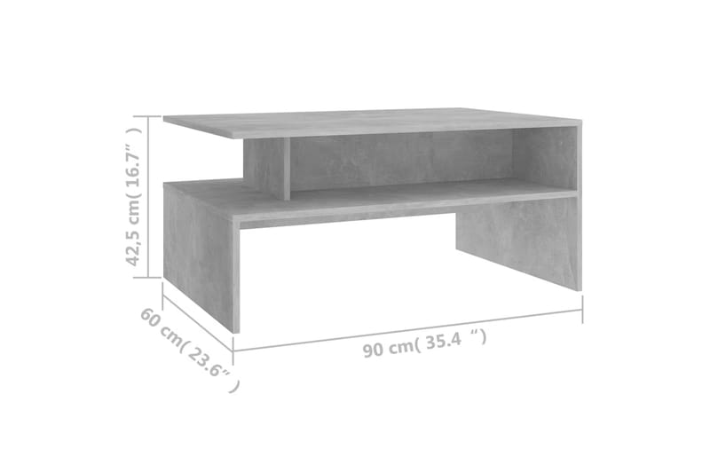 Soffbord betonggrå 90x60x42,5 cm spånskiva - Grå - Möbler - Bord