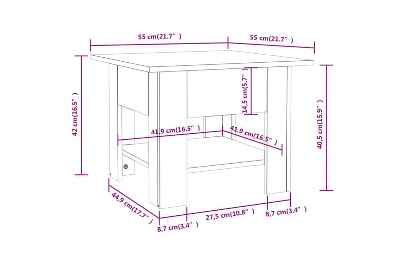 Soffbord brun ek 55x55x42 cm spånskiva - Brun - Möbler - Bord