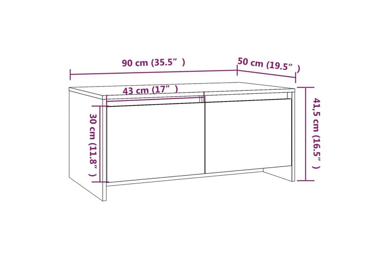 Soffbord brun ek 90x50x41,5 cm spånskiva - Brun - Möbler - Bord