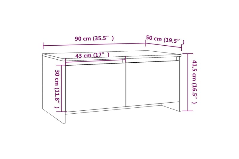 Soffbord brun ek 90x50x41,5 cm spånskiva - Brun - Soffbord - Bord