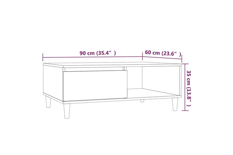 Soffbord brun ek 90x60x35 cm spånskiva - Brun - Möbler - Bord