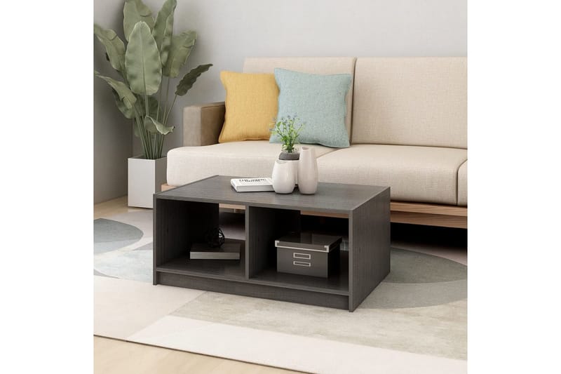 Soffbord grå 75x50x33,5 cm massiv furu - Grå - Soffbord - Bord