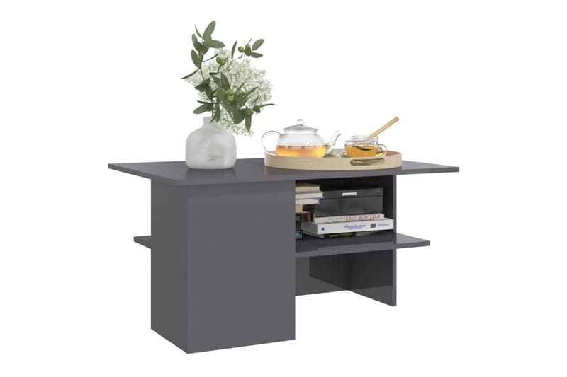 Soffbord grå högglans 90x60x46,5 cm spånskiva - Grå - Soffbord - Bord