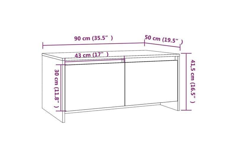 Soffbord grå sonoma 90x50x41,5 cm spånskiva - Grå - Soffbord - Bord