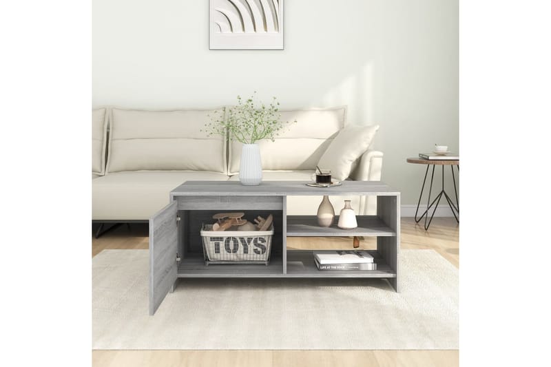 Soffbord grå sonoma-ek 102x50x45 cm konstruerat trä - Grå - Soffbord - Bord