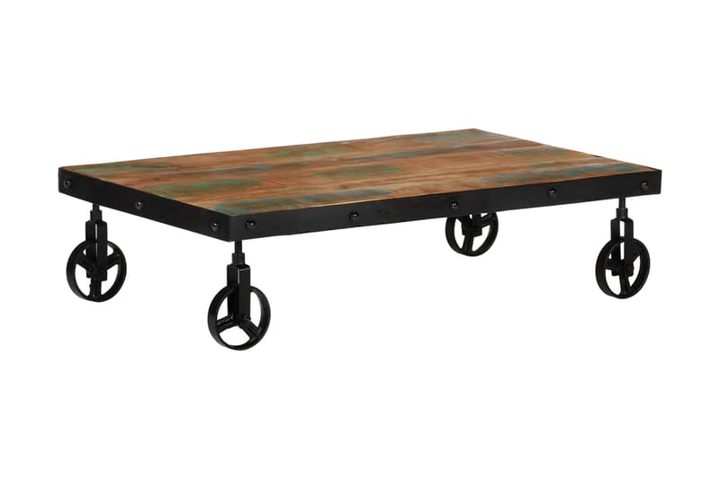 Soffbord med hjul 100x60x26 massivt återvunnet trä - Brun - Möbler - Bord
