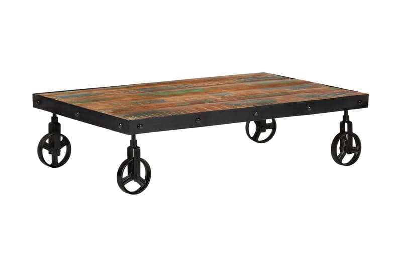 Soffbord med hjul 100x60x26 massivt återvunnet trä - Brun - Soffbord - Bord