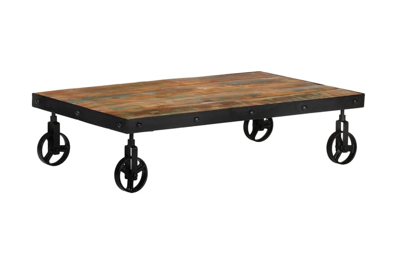 Soffbord med hjul 100x60x26 massivt återvunnet trä - Brun - Möbler - Bord