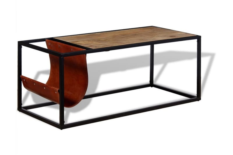 Soffbord med tidningsställ 110x50x45 cm äkta läder - Flerfärgad - Soffbord - Bord