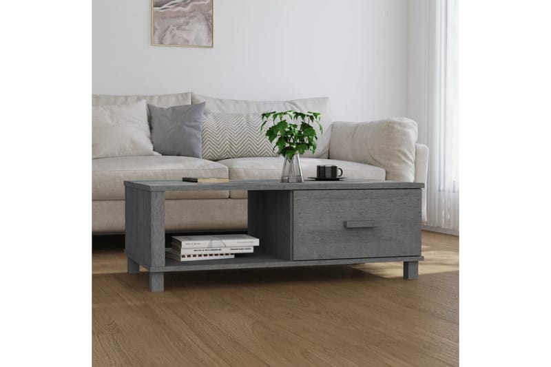 Soffbord mörkgrå 100x55x35 cm massiv furu - Grå - Soffbord - Bord
