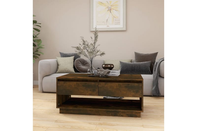 Soffbord rökfärgad ek 102,5x55x44 cm spånskiva - Brun - Möbler - Bord