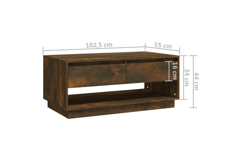 Soffbord rökfärgad ek 102,5x55x44 cm spånskiva - Brun - Möbler - Bord