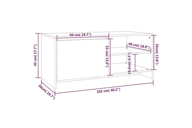 Soffbord rökfärgad ek 102x50x45 cm konstruerat trä - Brun - Soffbord - Bord