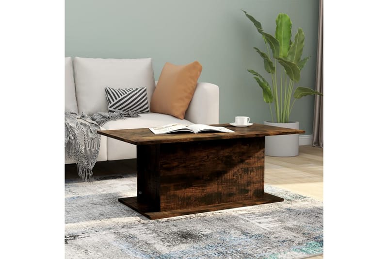 Soffbord rökfärgad ek 102x55,5x40 cm spånskiva - Brun - Möbler - Bord