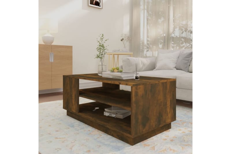 Soffbord rökfärgad ek 102x55x43 cm spånskiva - Brun - Möbler - Bord