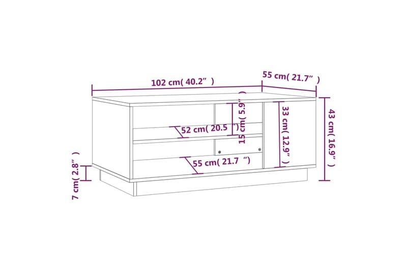 Soffbord rökfärgad ek 102x55x43 cm spånskiva - Brun - Soffbord - Bord