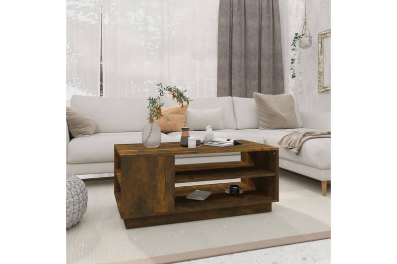 Soffbord rökfärgad ek 102x55x43 cm spånskiva - Brun - Möbler - Bord