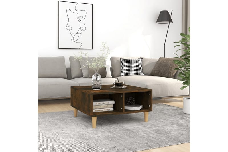 Soffbord rökfärgad ek 60x60x30 cm spånskiva - Brun - Möbler - Bord