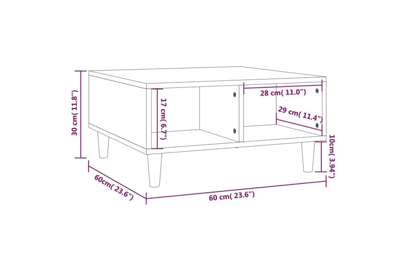 Soffbord rökfärgad ek 60x60x30 cm spånskiva - Brun - Soffbord - Bord
